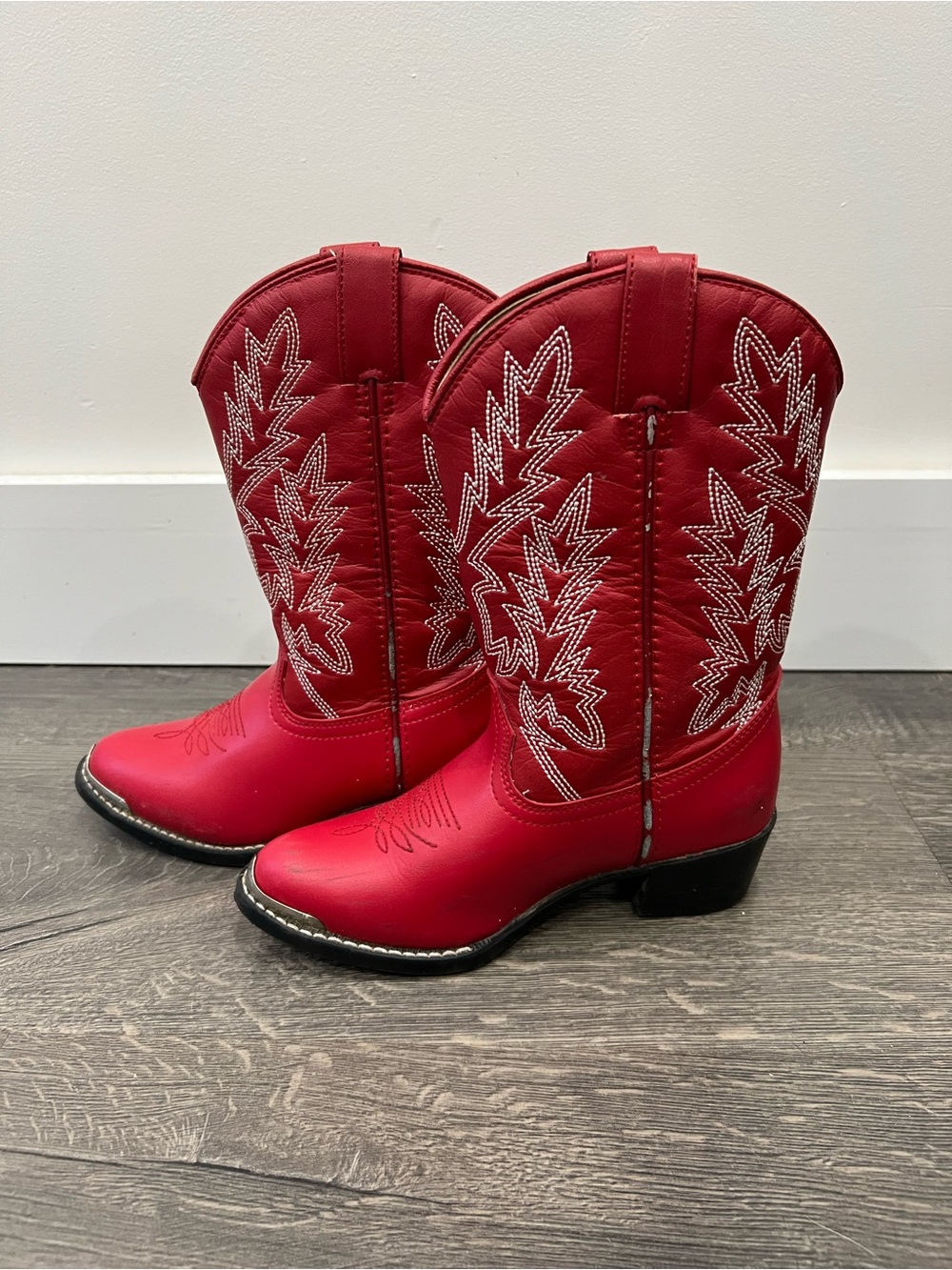 Durango Kids Red Western Cowboy Boots Size 12 Embroidered Rodeo Cowgirl Boots
